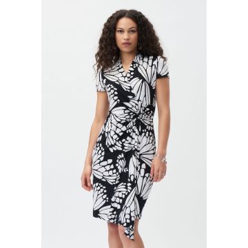 Wickelkleid, black/beige/cream