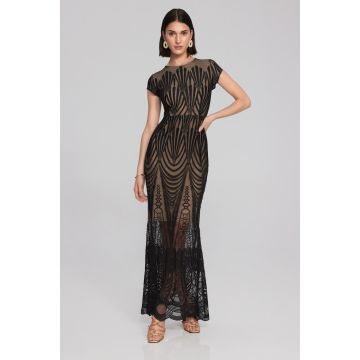 Abendkleid mit Spitze, black/nude