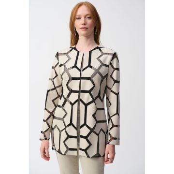 Mesh-Jacke aus Lederimitat, perlmutt/black