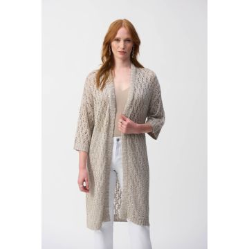 Pointelle-Strickjacke, champagne