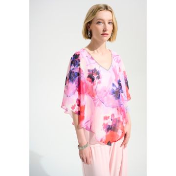 Da-Bluse mit Überwurf, altrose/multi