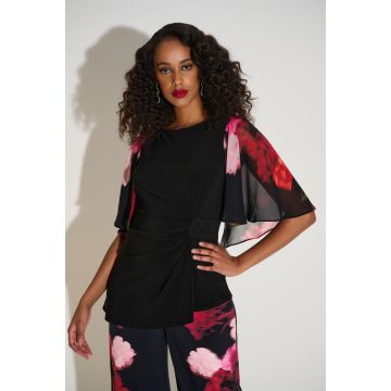 Shirt mit Chiffonarm, black/multi