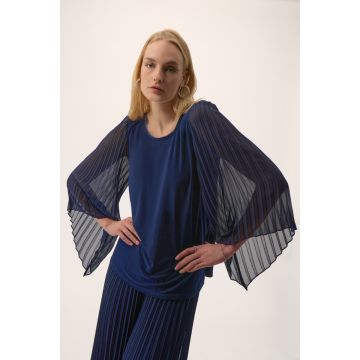 Da-Shirt mit Plisseearm, midnight blue