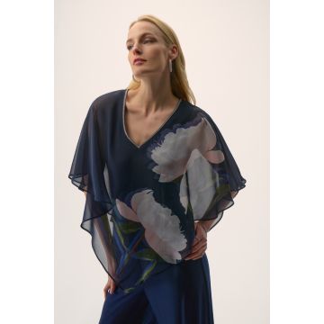 Da-Bluse mit Überwurf, midnight blue/multi