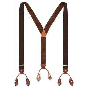Hosenträger, Leder/Knöpfe, cognac/blue