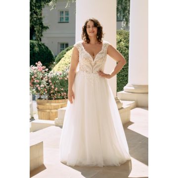 Brautkleid mit floraler Spitze,beige/ivory