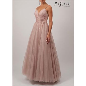 Abendkleid mit Glitzertüll, mauve