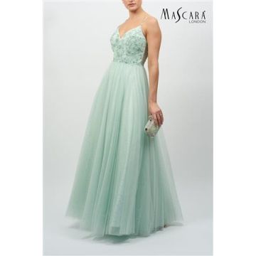 Abendkleid mit Glitzertüll, mint