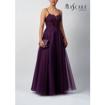 Abendkleid mit Glitzertüll, dark purple