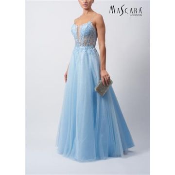 Abendkleid mit Glitzertüll, baby blue