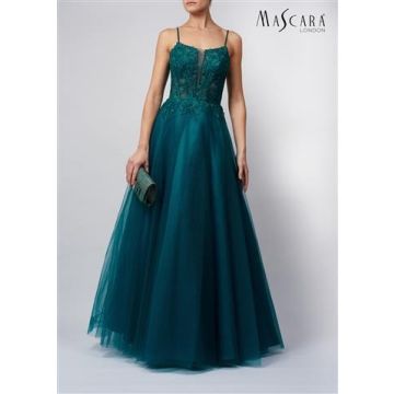Abendkleid mit Glitzertüll, forest