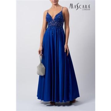 Abendkleid mit Satinrock, royal blue