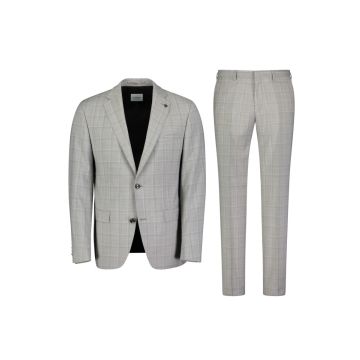 Anzug, light grey/taupe/check