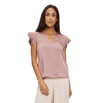 Da-Bluse mit Volantarm, rose