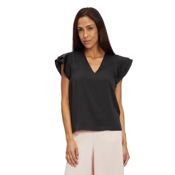 Da-Bluse mit Volantarm, jet black