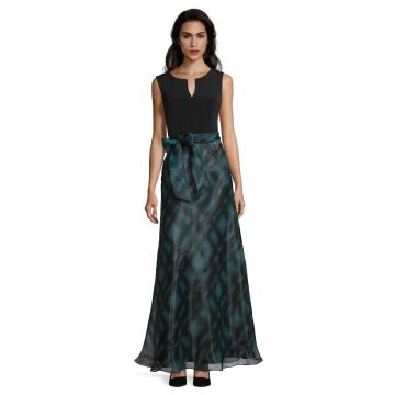 Abendkleid mit Organzarock, black/green