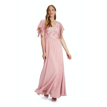 Abendkleid mit Volant am Arm, rose