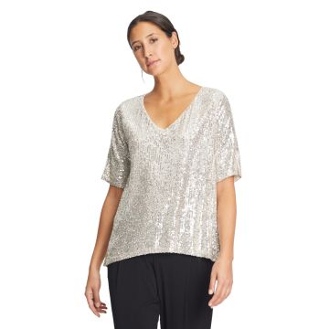Paillettenshirt, beige/silver