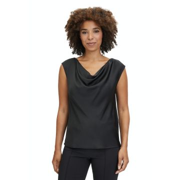 Blusentop mit Wasserfallausschnitt, black
