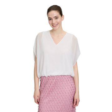 Chiffonbluse mit überschnittenem Arm, offwhite
