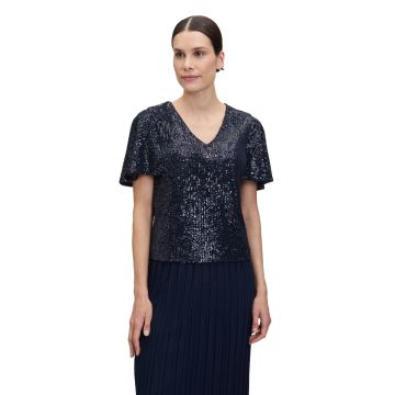 Paillettenoberteil mit Fledermausarm, midnight blue