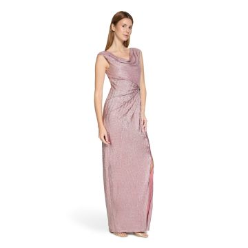 Abendkleid mit Wasserfallausschnitt, rose/silver