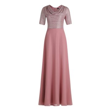 Abendkleid mit Wasserfallausschnitt, rose/rose