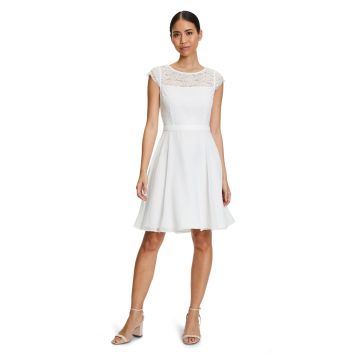 Kleid mit Spitzenoberteil, ivory white