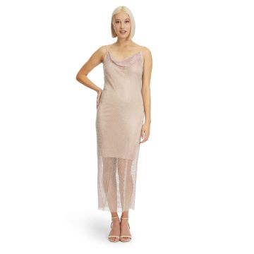 Kleid mit Glitzermesh, nude