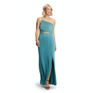 Abendkleid, one shoulder, smoky teal