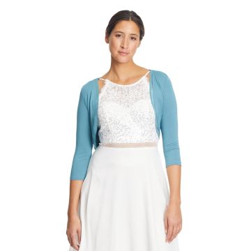 Bolero mit Chiffonkante, smoky teal
