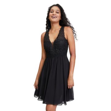 Festkleid mit Perlen, black