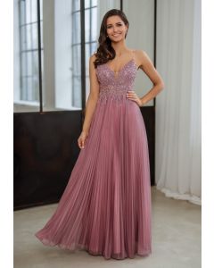 Abendkleid mit Plisseerock, geranium pink