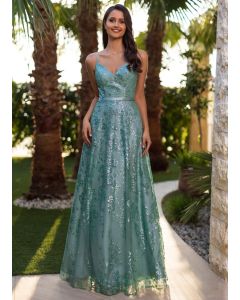 Abendkleid, glitter dusty green