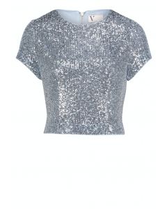 Paillettenshirt,blue dove
