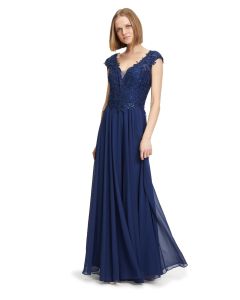 Abendkleid mit Spitze, festival blue