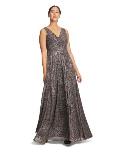 Abendkleid mit Lurex, black/rosé