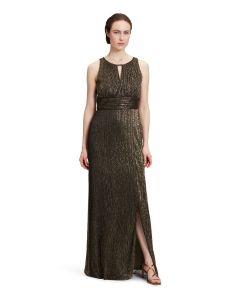 Abendkleid mit Lurex, khaki/black