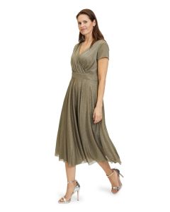 Maxikleid mit Glitzer, khaki/silver