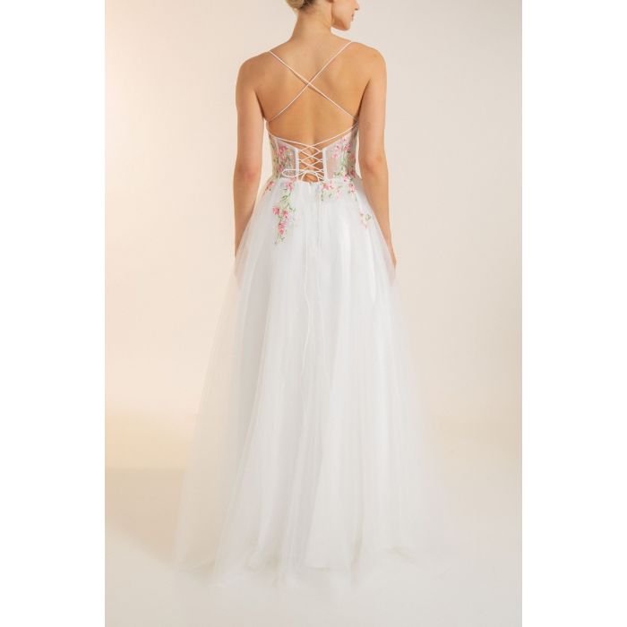 Abendkleid mit Blüten, white/multi