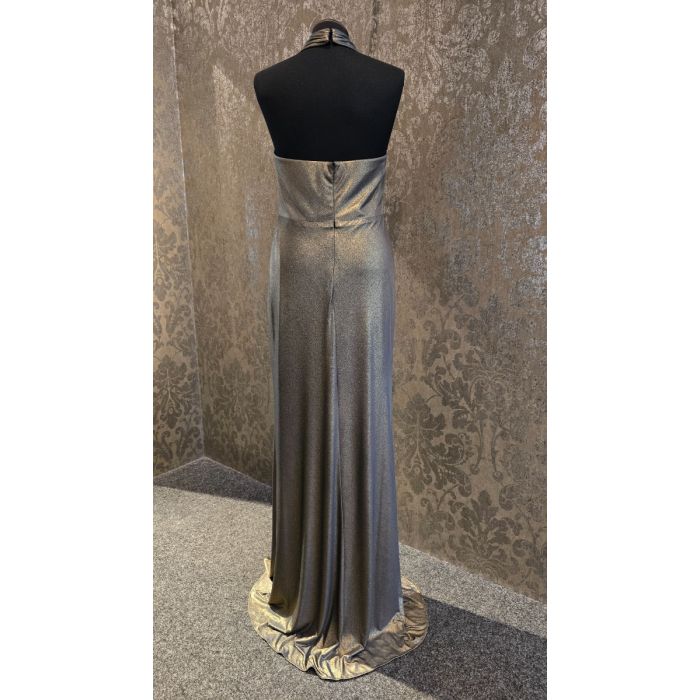 Jerseykleid mit Neckholder, black/gold