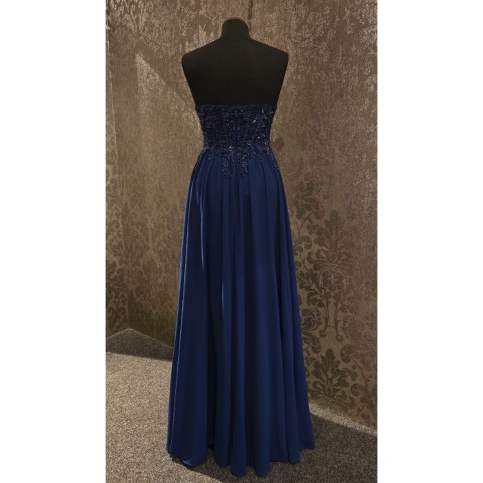 Abendkleid mit Stickerei, navy/blue