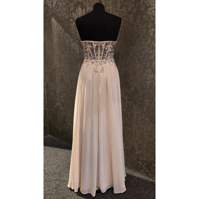 Abendkleid mit Stickerei, safari beige