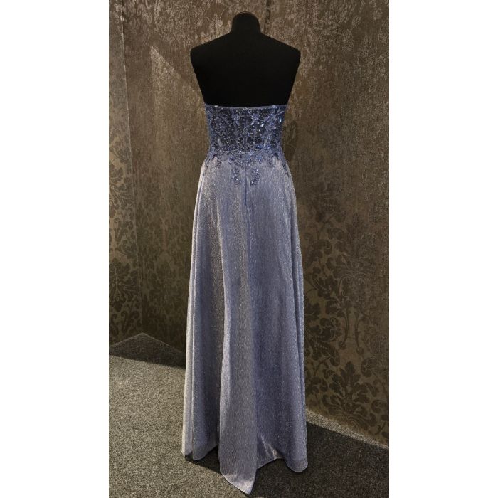 Abendkleid mit Lurex, light blue/silver
