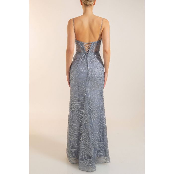 Abendkleid mit Glitzer, dark silver