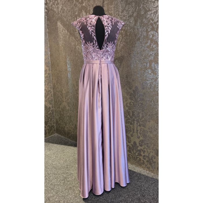 Abendkleid mit Satinrock, mauve