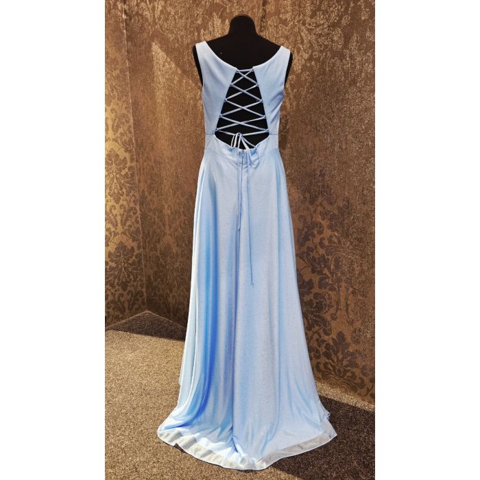 Abendkleid mit Schnürung, ocean blue/glitter