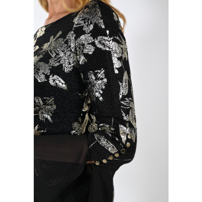 Kleid mit Volantsärmel, black/gold
