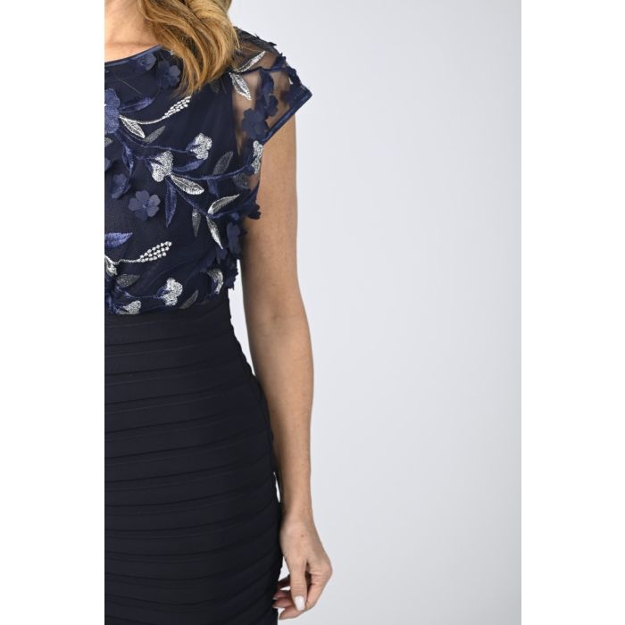 Jerseykleid mit Spitze, navy