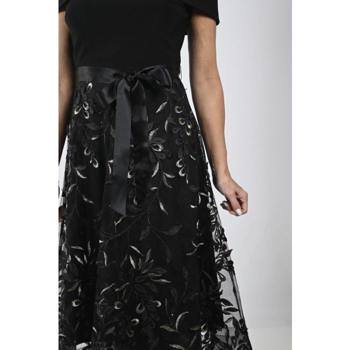 Kleid mit Carmenausschnitt, black/gold